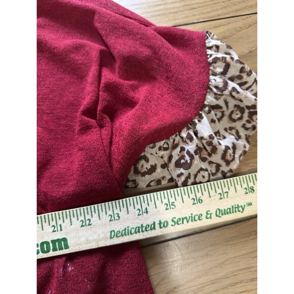 Umgee Leopard Kimono Duster Ruffle Sleeve Open Front Cardigan Size S/M Bohemian - Picture 5 of 8